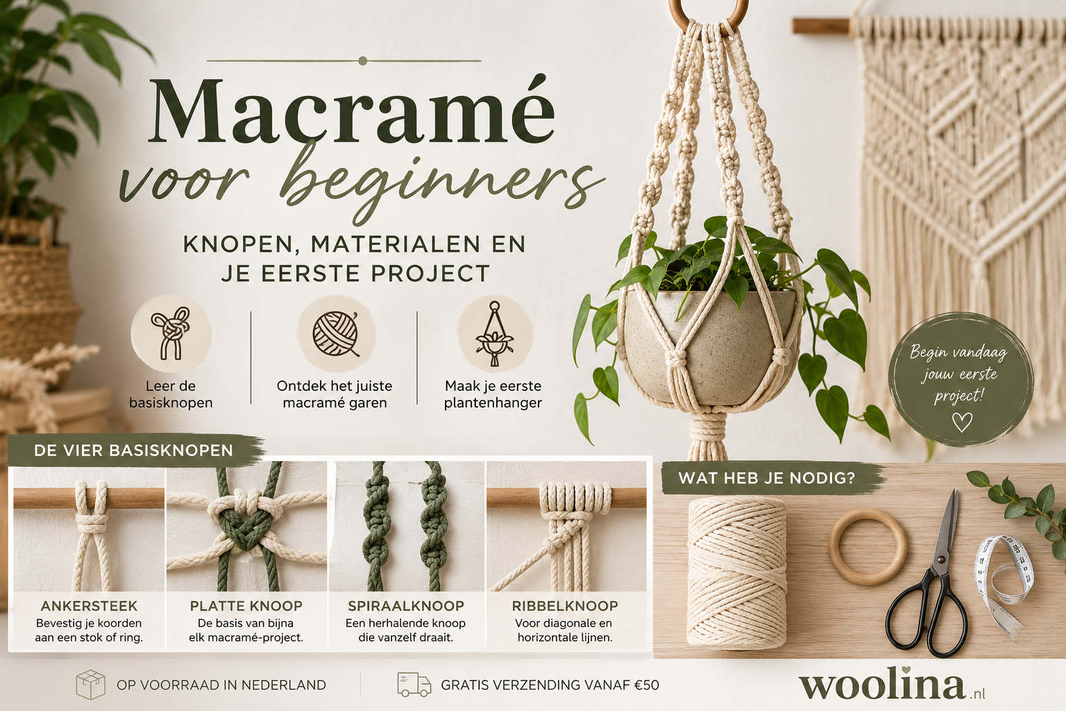 Macramé voor beginners: knopen, materialen en je eerste project
