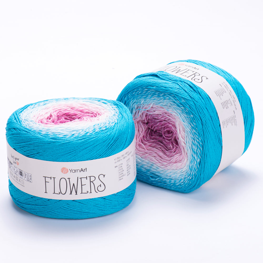 Turquoiseblauw-Wit-Roze-Mauve (Aquabloesem)